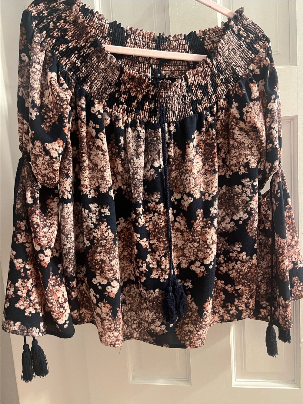 Paper Crane Black Floral Off-Shoulder Blouse